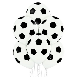 6 Luftballons Fußbälle Weiß ø30cm