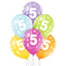 6 Luftballons -Zahl 5- Mix ø30cm