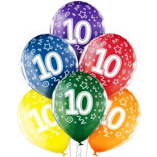 Belbal Premium Luftballon -Zahl 10- ø30cm Mix-6St