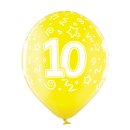 6 Luftballons Zahl 10 Mix &oslash;30cm