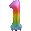 Globos Folienballon -Zahl 1- Regenbogen Folie 86cm-1St