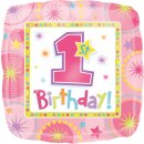 Anagram Folienballon -Zahl 1- Birthday Rosa Quadrat...