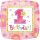 Anagram Folienballon -Zahl 1- Birthday Rosa Quadrat  ø45cm-1St