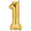 Globos Folienballon -Zahl 1- Gold Folie 86cm-1St