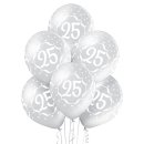 6 Luftballons -Zahl 25- Silber ø30cm