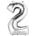 Globos Folienballon -Zahl 2- Silber Folie 86cm-1St