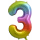 Globos Folienballon -Zahl 3- Regenbogen Folie 86cm-1St