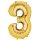 Globos Folienballon -Zahl 3- Gold Folie 86cm-1St