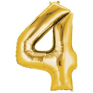 Globos Folienballon -Zahl 4- Gold Folie 86cm-1St