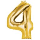 Globos Folienballon -Zahl 4- Gold Folie 86cm-1St