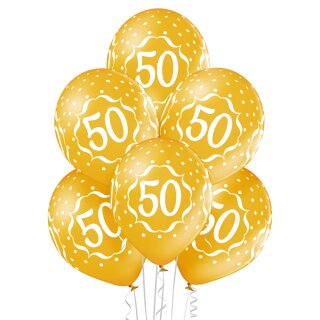Belbal Premium Luftballon -Zahl 50- ø30cm gold-6St