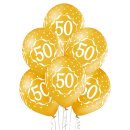 6 Luftballons -Zahl 50- gold ø30cm