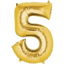 Globos Folienballon -Zahl 5- Gold Folie 86cm-1St
