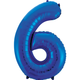 Globos Folienballon -Zahl 6- Blau-Dunkelblau Folie 86cm-1St