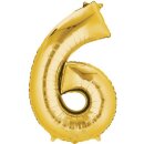 Globos Folienballon -Zahl 6- Gold Folie 86cm-1St