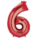 Globos Folienballon -Zahl 6- Rot Folie 86cm-1St