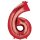 Globos Folienballon -Zahl 6- Rot Folie 86cm-1St
