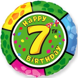 Flexmetal Folienballon -Zahl 7- Happy Birthday Mix  ø45cm-1St