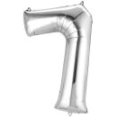 Globos Folienballon -Zahl 7- Silber Folie 86cm-1St