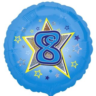 Anagram Folienballon -Zahl 8- Blau prismatic  ø45cm-1St