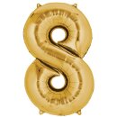 Globos Folienballon -Zahl 8- Gold Folie 86cm-1St