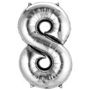 Globos Folienballon -Zahl 8- Silber Folie 86cm-1St