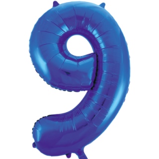 Globos Folienballon -Zahl 9- Blau-Dunkelblau Folie 86cm-1St