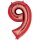 Globos Folienballon -Zahl 9- Rot Folie 86cm-1St