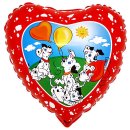 Herzballon Hund-Dalmatiner Folie ø45cm
