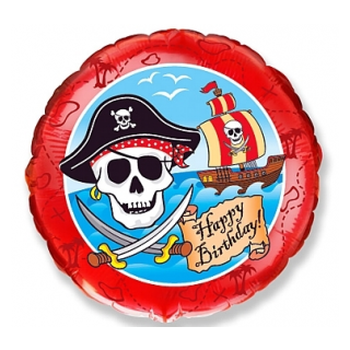 Flexmetal Folienballon Piratenparty Happy Birthday  ø45cm unverpackt-1St