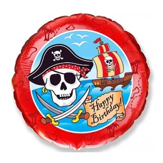 Luftballon Happy Birthday Piratenparty Folie &oslash;45cm