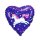 Herzballon Einhorn Violett Folie ø45cm