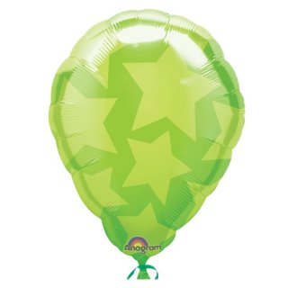 Luftballon Sterne Gr&uuml;n-Hellgr&uuml;n Folie &oslash;45cm