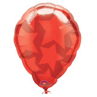 Anagram Folienballon Sterne Rot  ø45cm unverpackt-1St