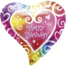 Luftballon Happy Birthday Herz Folie &oslash;45cm