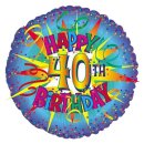 Luftballon Zahl 40 Happy Birthday Blau Folie &oslash;45cm