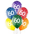 6 Luftballons Zahl 60 Mix &oslash;30cm