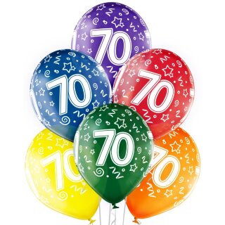 Belbal Premium Luftballon -Zahl 70- ø30cm Mix-6St
