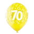 6 Luftballons Zahl 70 Mix &oslash;30cm