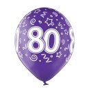 6 Luftballons -Zahl 80- Mix ø30cm