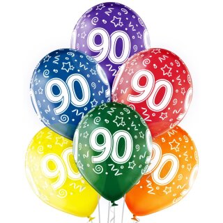 Belbal Premium Luftballon -Zahl 90- ø30cm Mix-6St