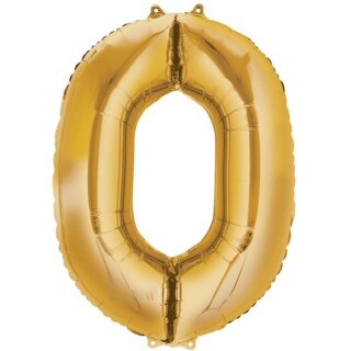 Globos Folienballon -Zahl 0- Gold Folie 86cm-1St