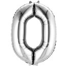Globos Folienballon -Zahl 0- Silber Folie 86cm-1St
