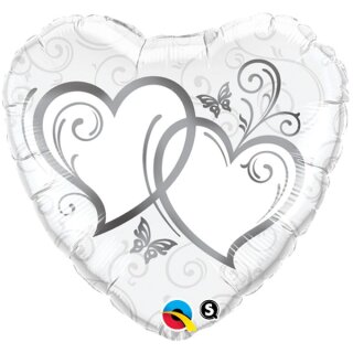 Qualatex Folienballon Silberne Herzen  ø45cm-1St